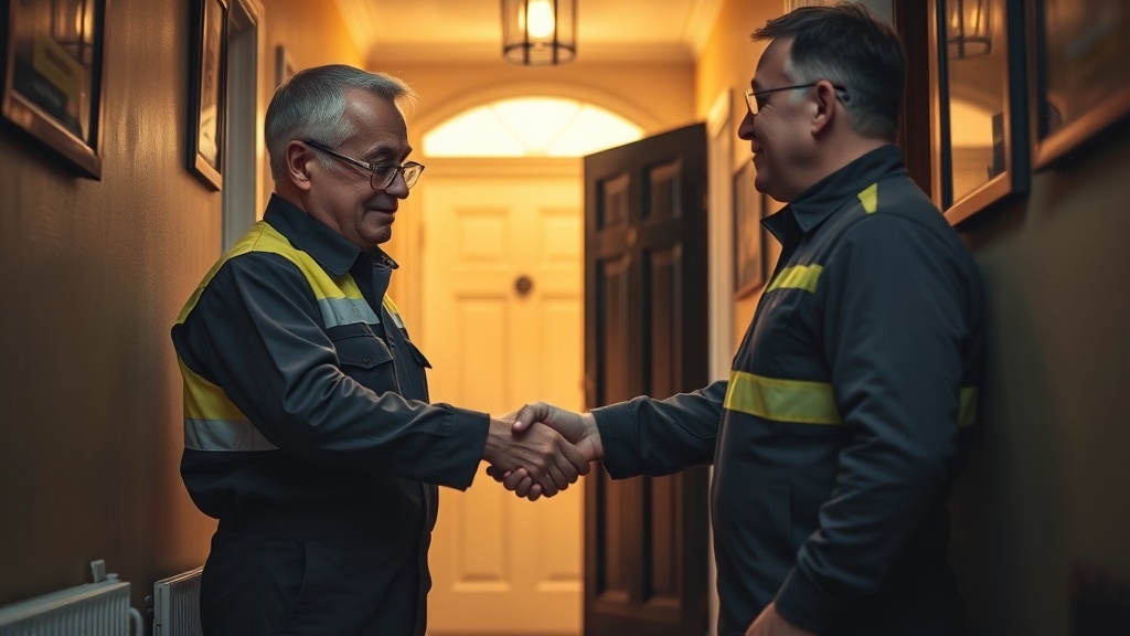 Engineer shaking hands with a West Norwood homeowner after locating their leak