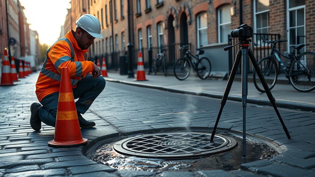 Engineer carrying out water mains leak detection in West Norwood